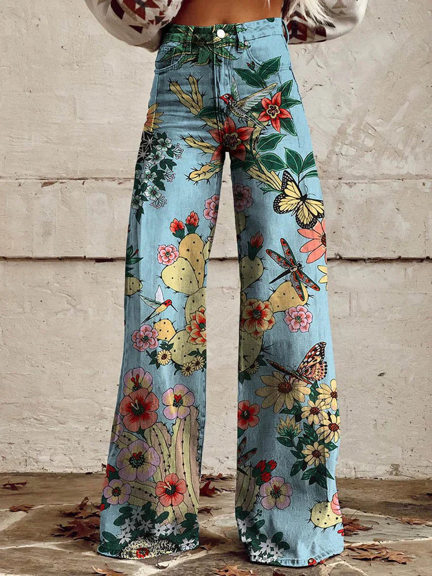 ColorVibe - Kleurrijke Vintage Broek voor Dames-mezamstore.nl