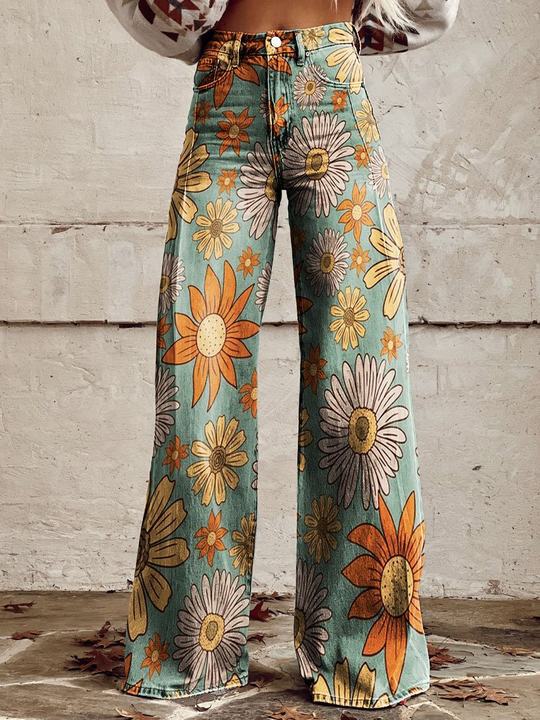ColorVibe - Kleurrijke Vintage Broek voor Dames-mezamstore.nl