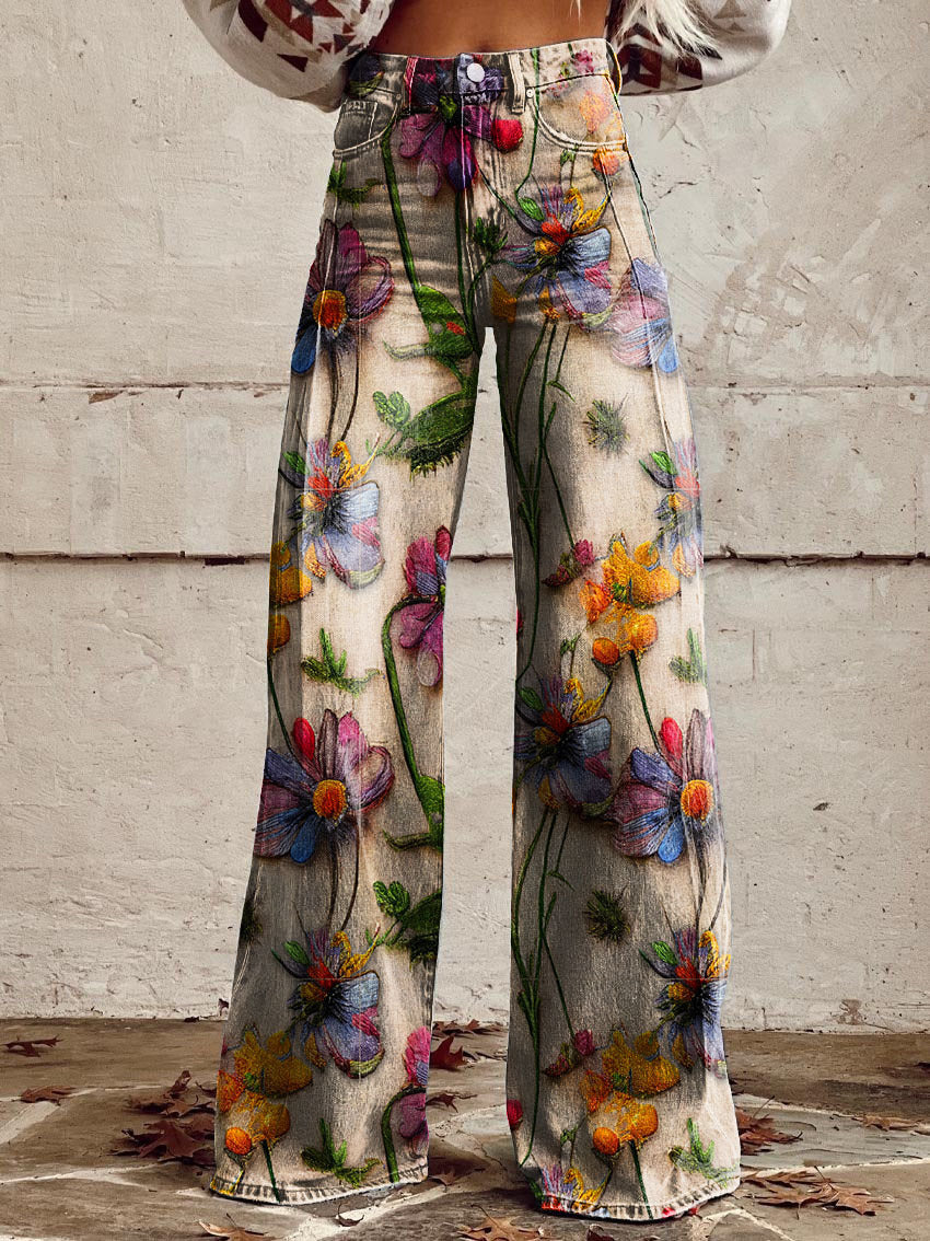 ColorVibe - Kleurrijke Vintage Broek voor Dames-mezamstore.nl