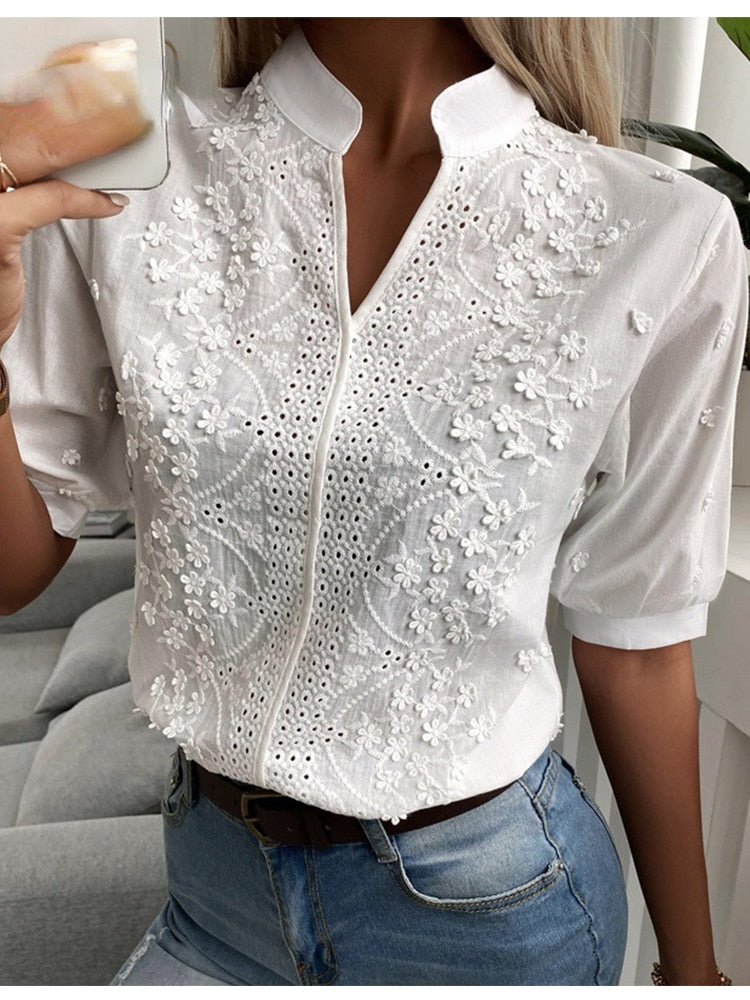 Laura l Elegante blouse met korte mouwen