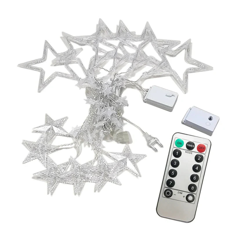 TwinkleLight LED Sterren Gordijnverlichting - Winterse Sfeerverlichting en Decoratie-mezamstore.nl