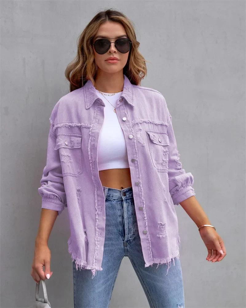 BohoVibe - Trendy Denim Jacket voor een Zelfverzekerde Look-mezamstore.nl