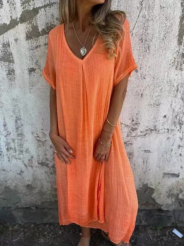 Zomerjurk V Hals Luchtig Losvallend Dames Casual Fit