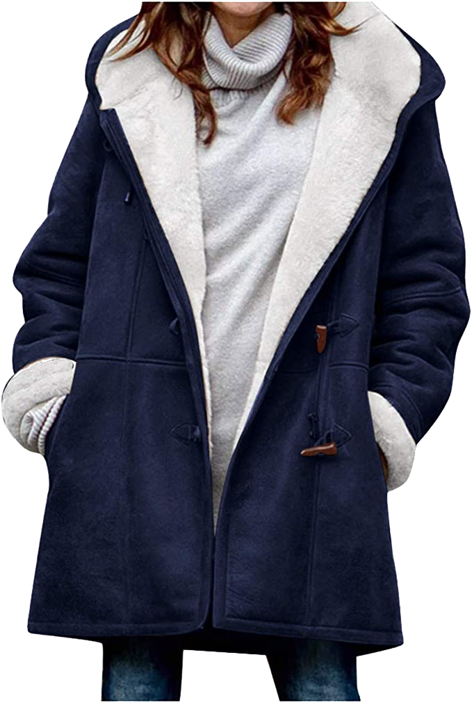Dames winterjas – Warme sherpa jas met capuchon en toggle-sluiting