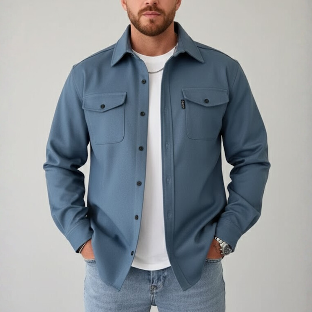 Heren Overshirt Casual met Borstzakken en Knoopsluiting
