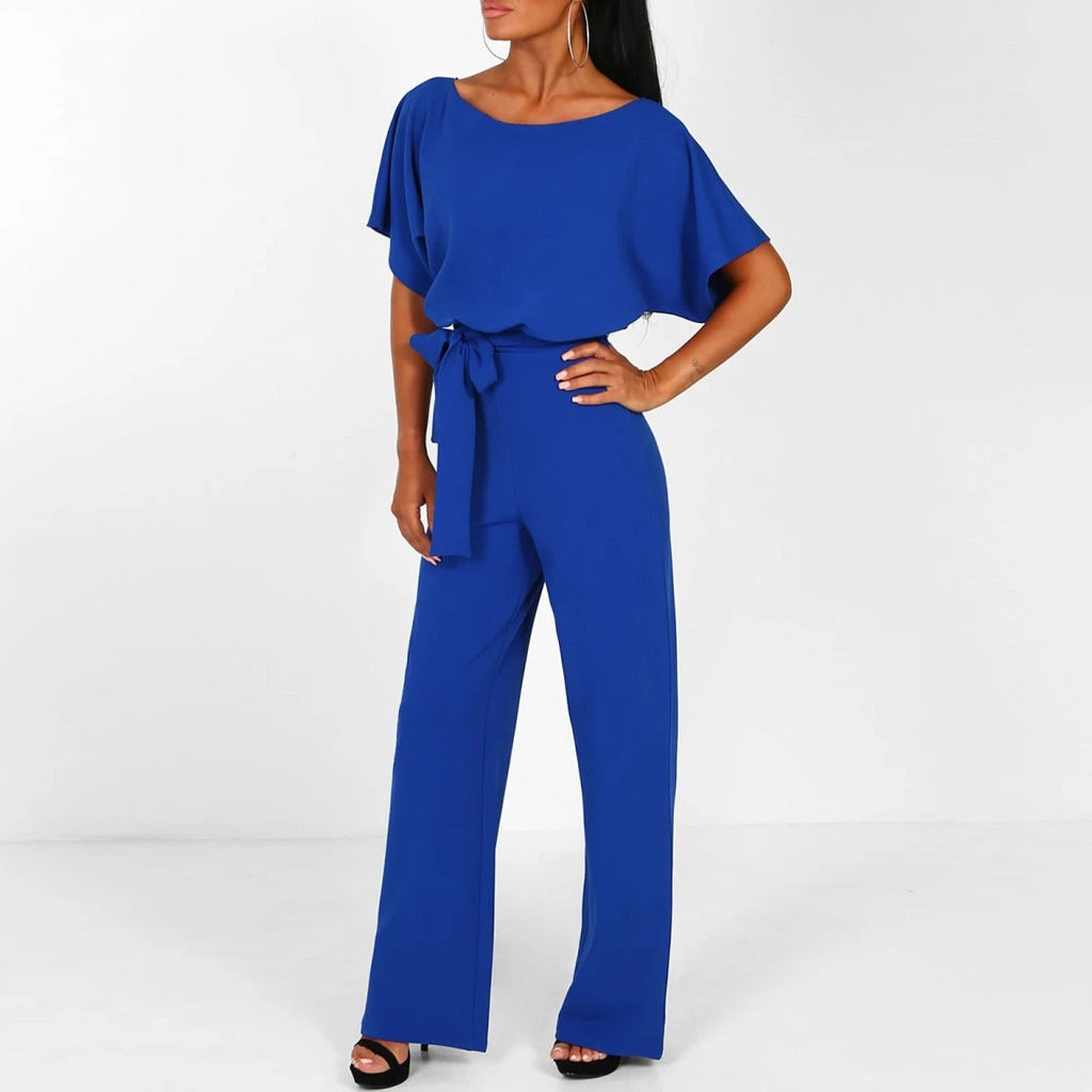 Dames Elegante Jumpsuit – Wijde Pijpen & Ceintuur Taille