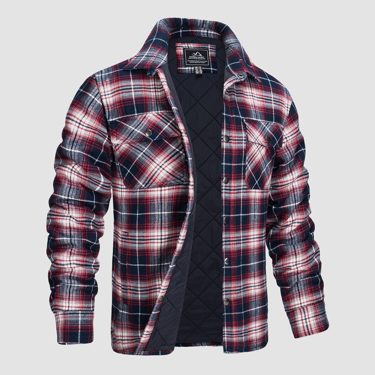 Geruite Jas met Klassieke en Comfortabele Stijl