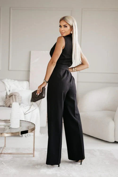 Jumpsuit Dames V-hals Met Riem Elegantie