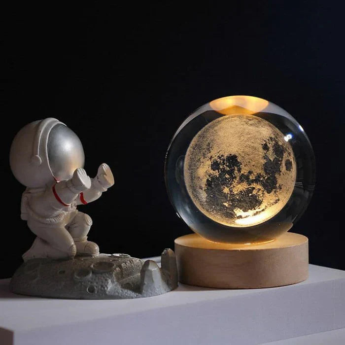 Lichtgevende Bol met 3D Planeten Gravure