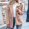 Oversized Damesjas Teddy Stof Dubbele Knopen Casual Look