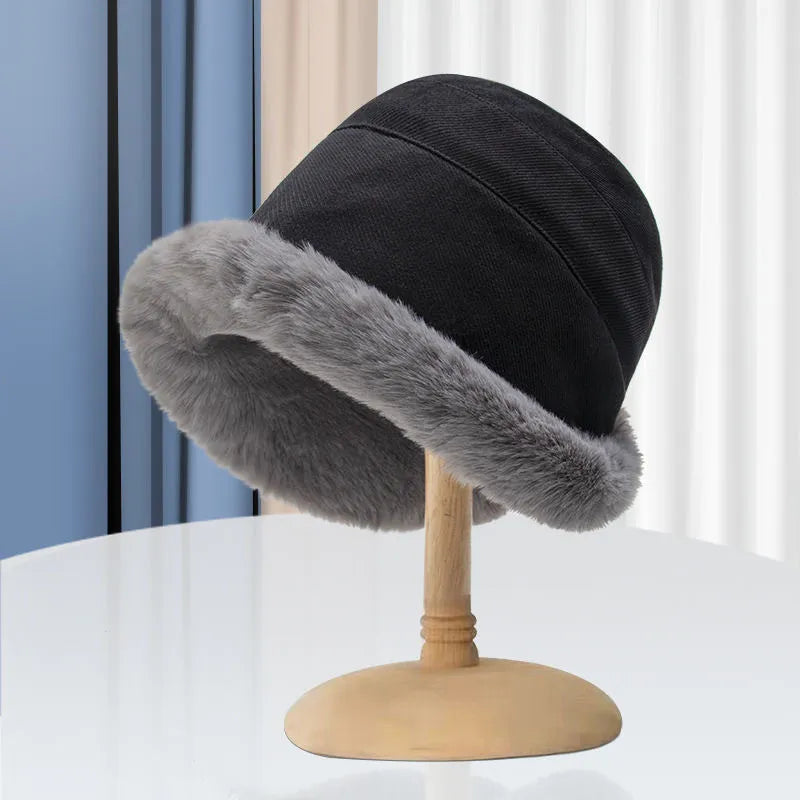 Dames Winter Bucket Hat – Warme Hoed met Zachte Rand