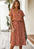 Zomerse midi-jurk met frisse print en korte mouwen