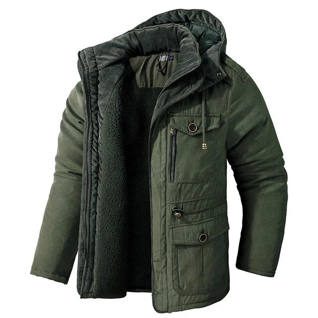 Warme Heren Winterjas met Capuchon en Praktische Zakken