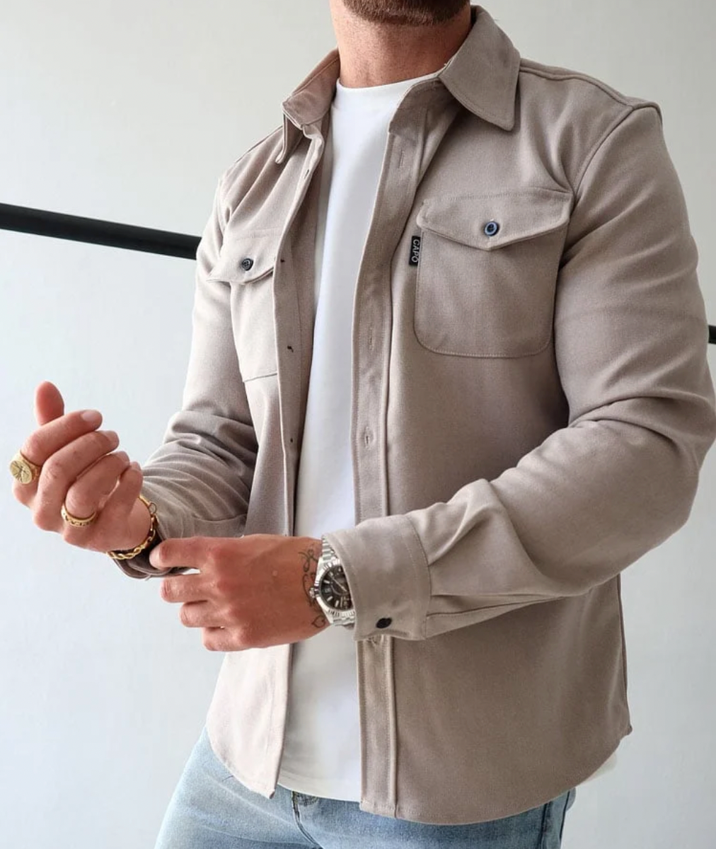 Heren Overshirt met Borstzakken – Casual Lichtgewicht Lange Mouwen