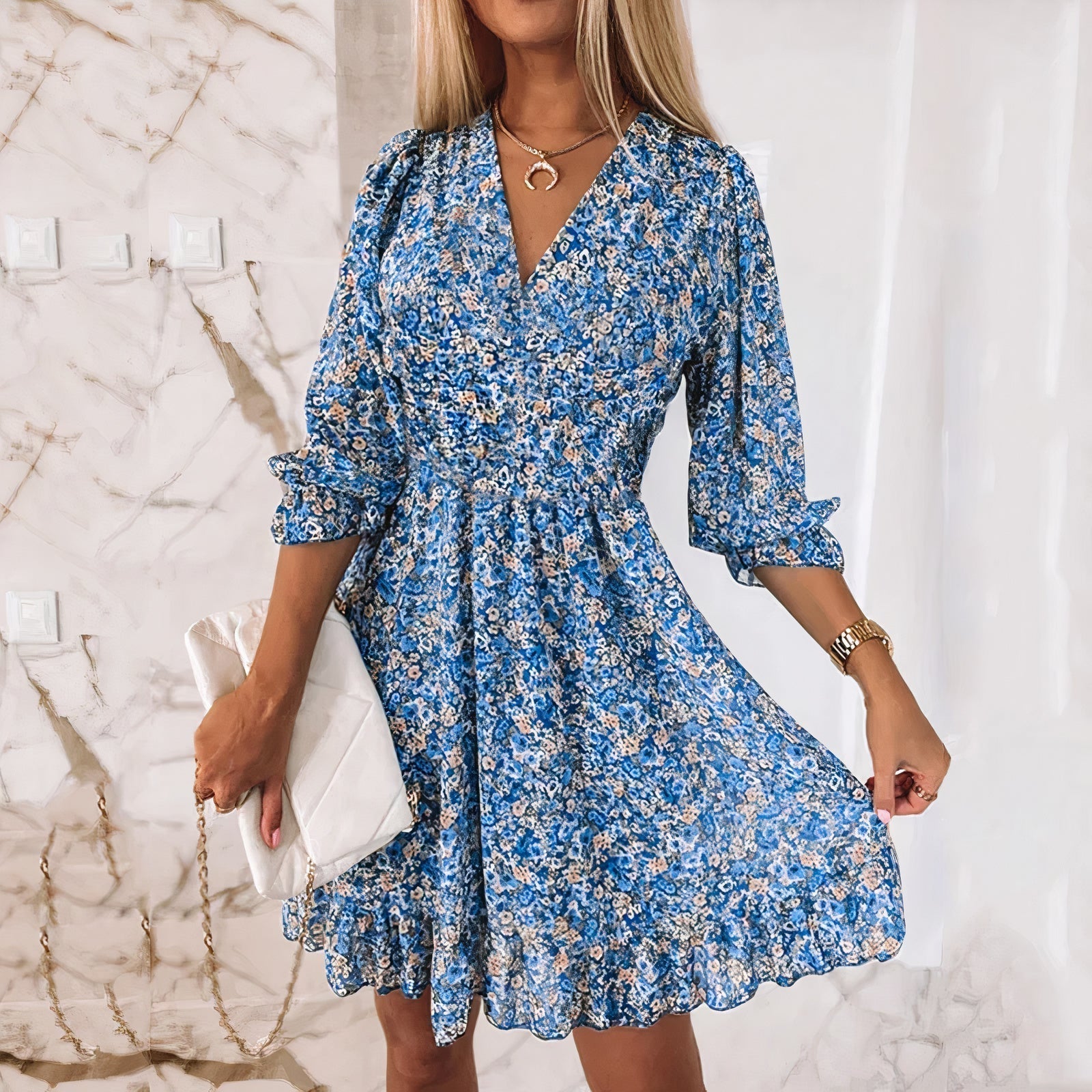 Zomerjurk Bohemian V Hals Luchtig Losvallend Dames Casual