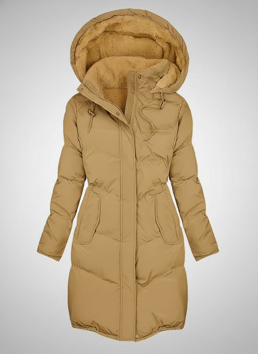 Lange Gewatteerde Dames Winterjas met Capuchon – Warm & Stijlvol
