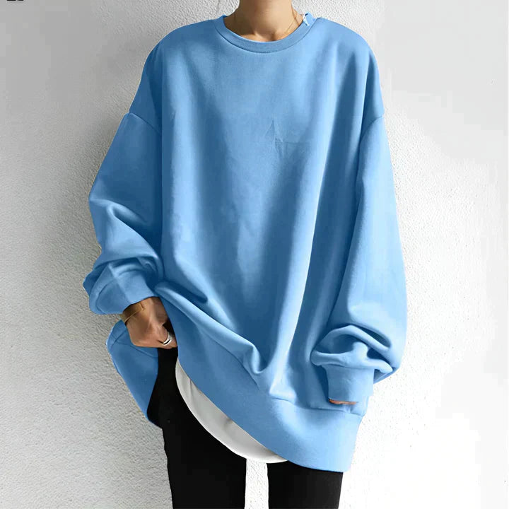 Oversized Dames Sweatshirt Met Ronde Hals En Lange Mouwen