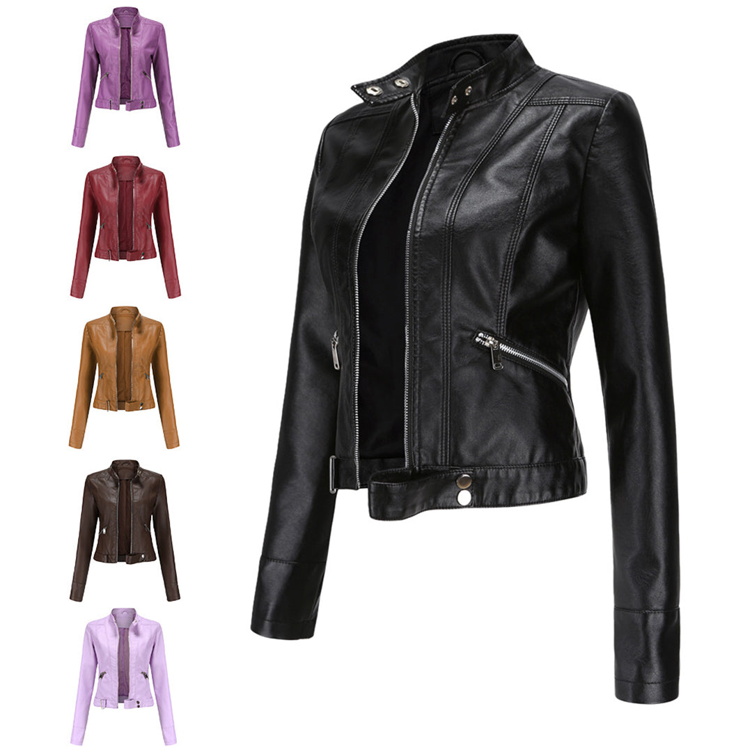 Trendy Dames Bikerjas met Ritssluiting en Verstelbare Taille