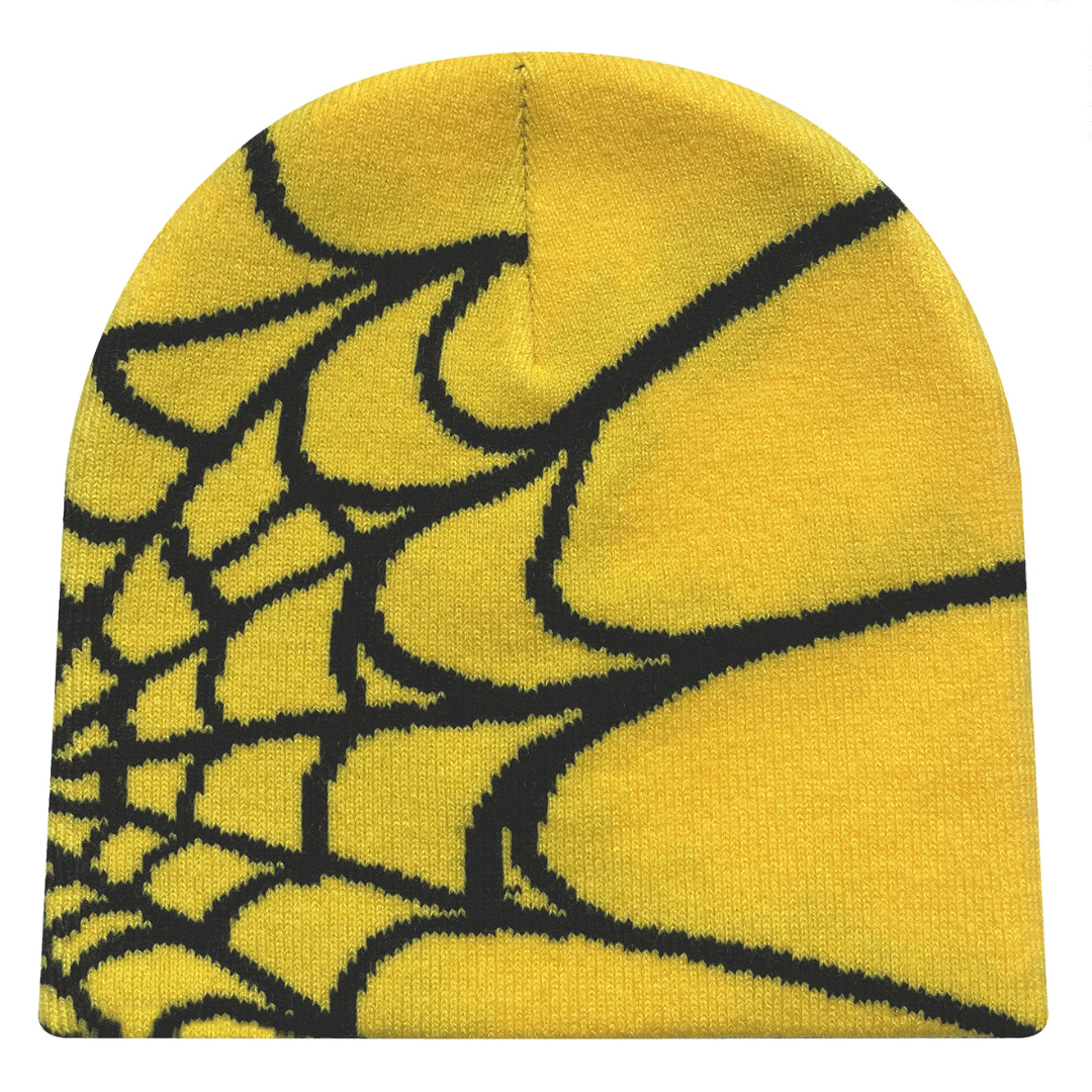 Unisex Spinnenweb Beanie – Streetstyle Gebreide Muts met Patroon