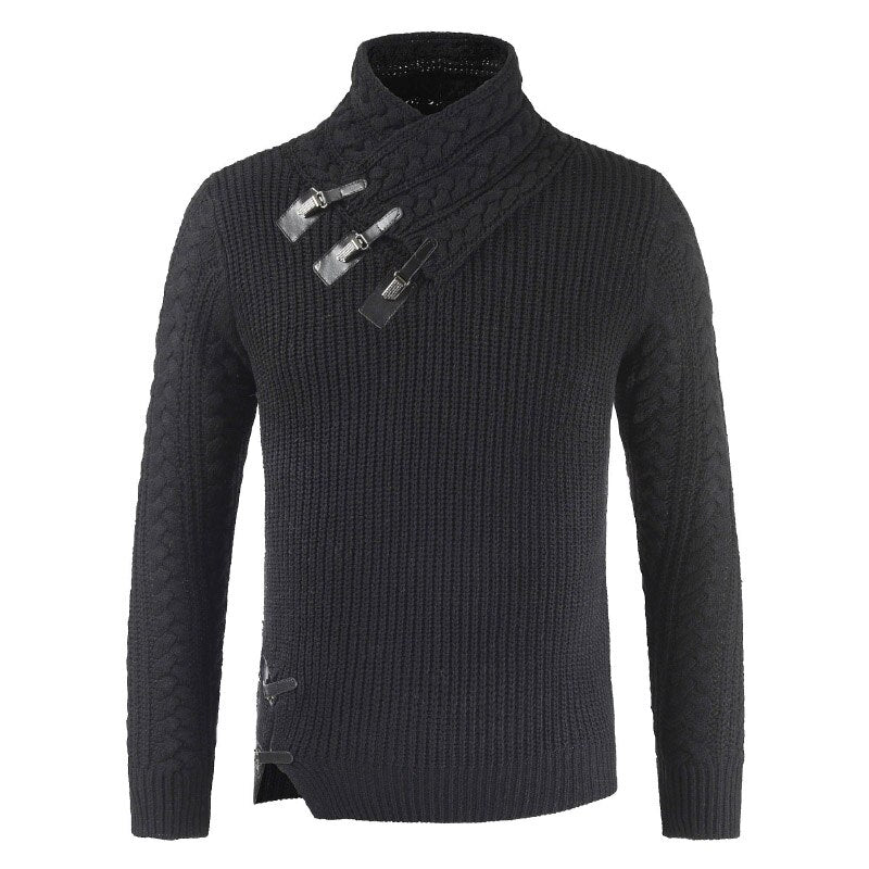 Heren trui met hoge kraag en unieke sluiting – Regular Fit