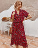 Zomerse midi-jurk met frisse print en korte mouwen