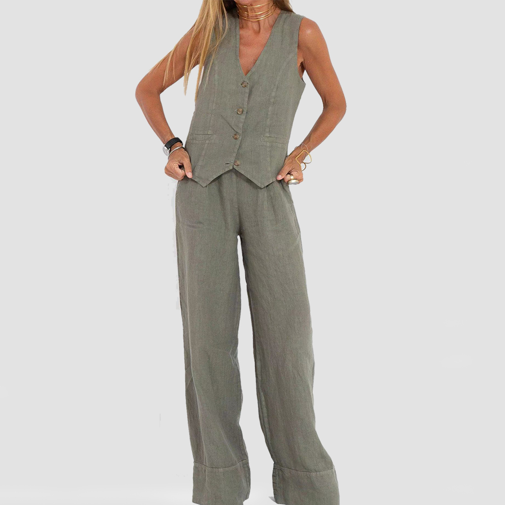 Tweedelige Zomerset Dames - Mouwloos Vest en Rechte Broek