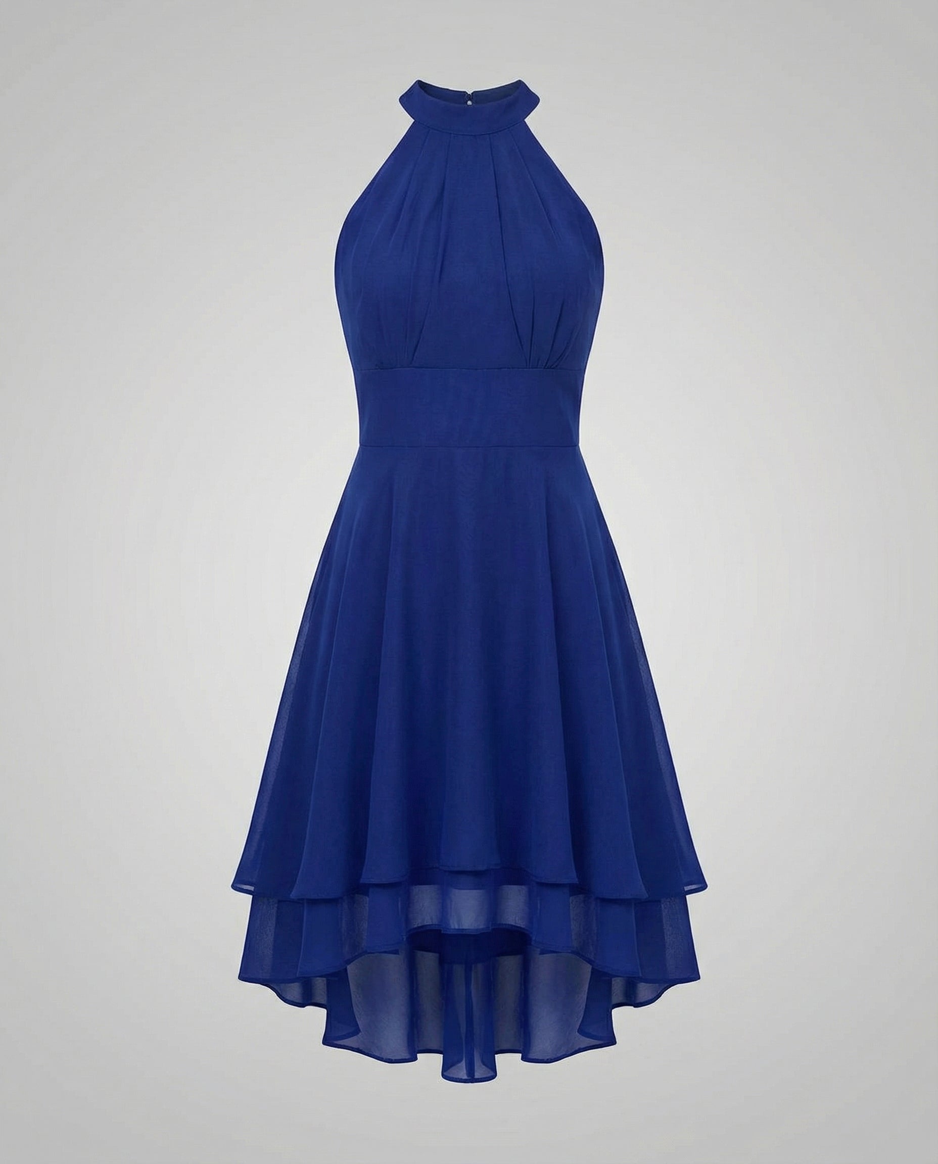 Jurk Dames Knielang Mouwloos Ruches Ronde Hals Zomer Elegant