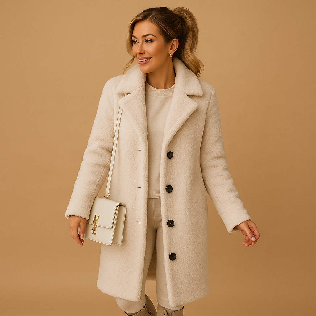 Elegante dames winterjas met knopen en klassieke kraag