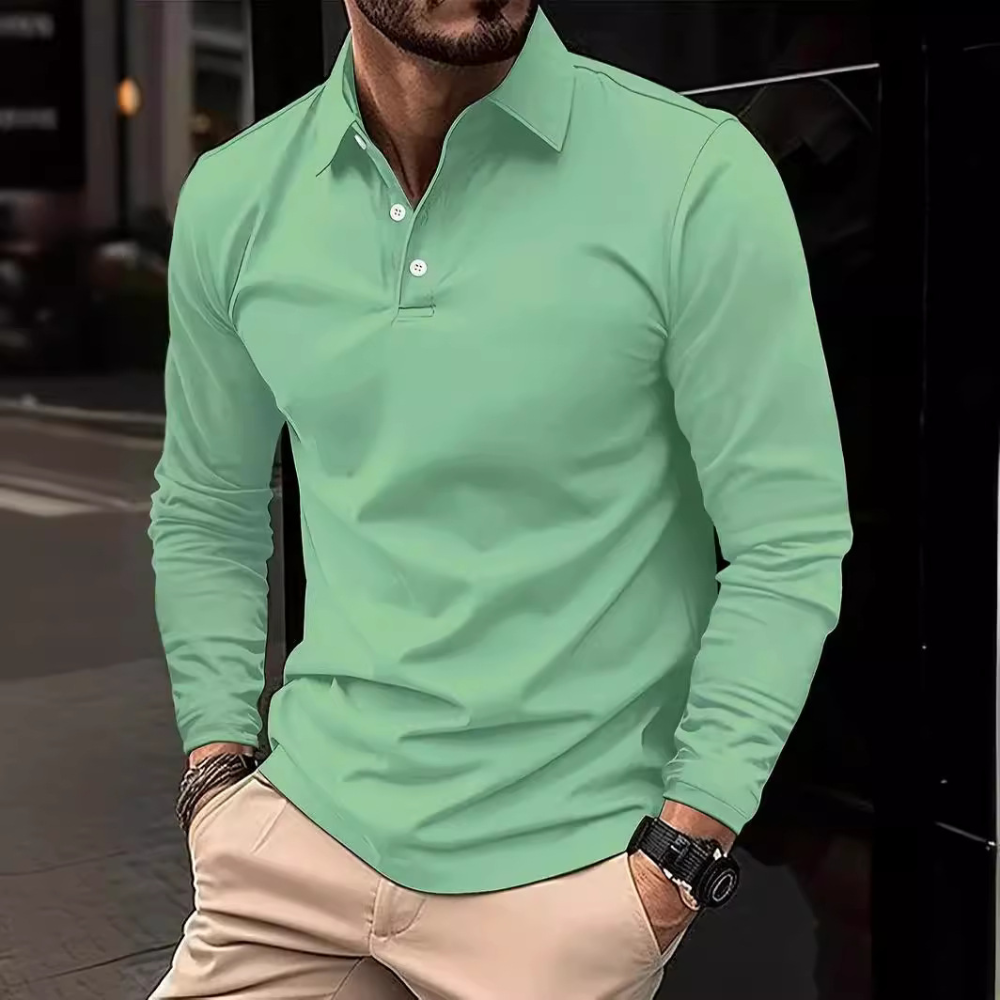 Heren Longsleeve Polo – Stijlvolle Comfort Fit Shirt met Kraag
