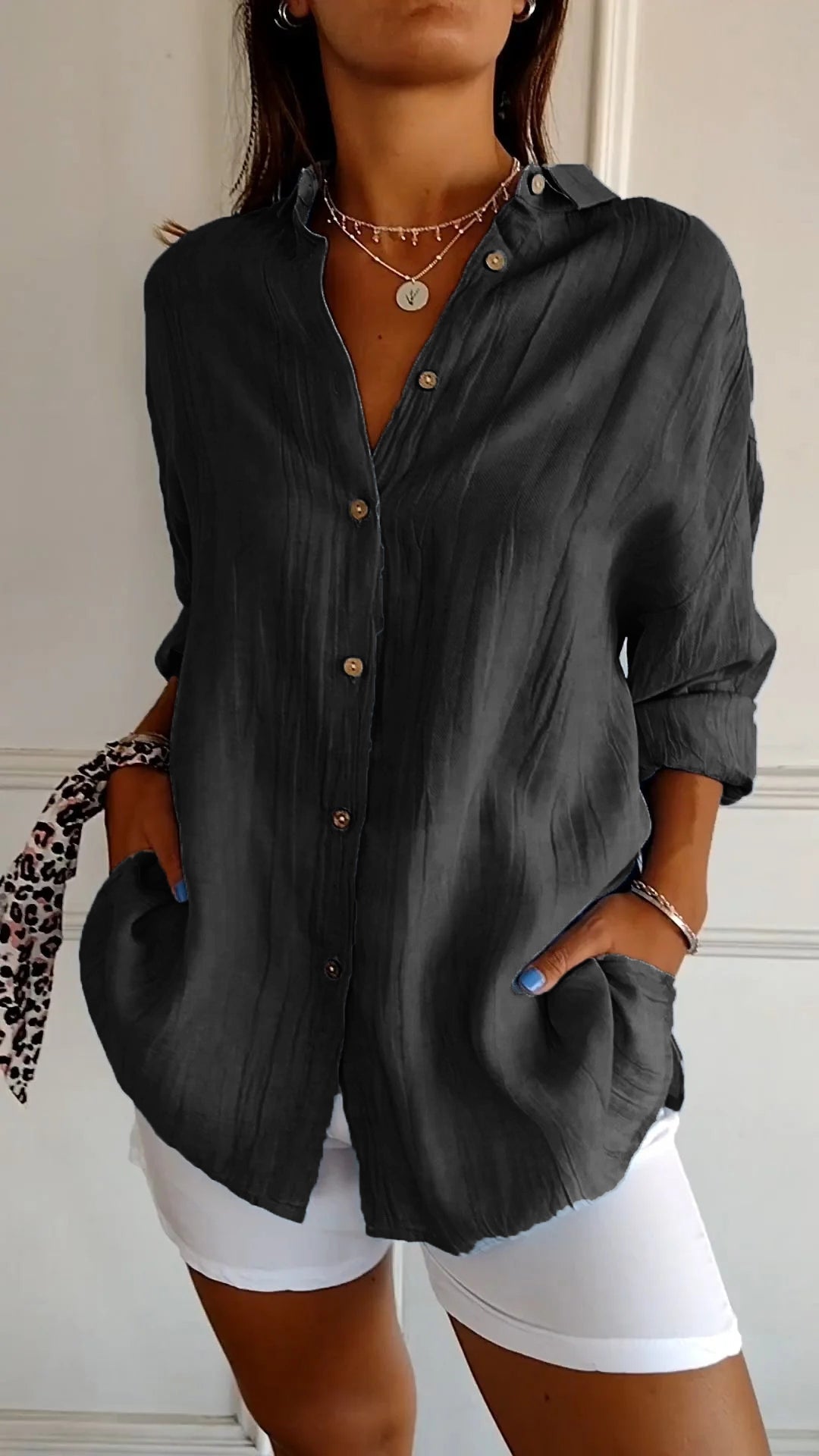 Elegant dames shirt met plooidetail en comfortabele pasvorm