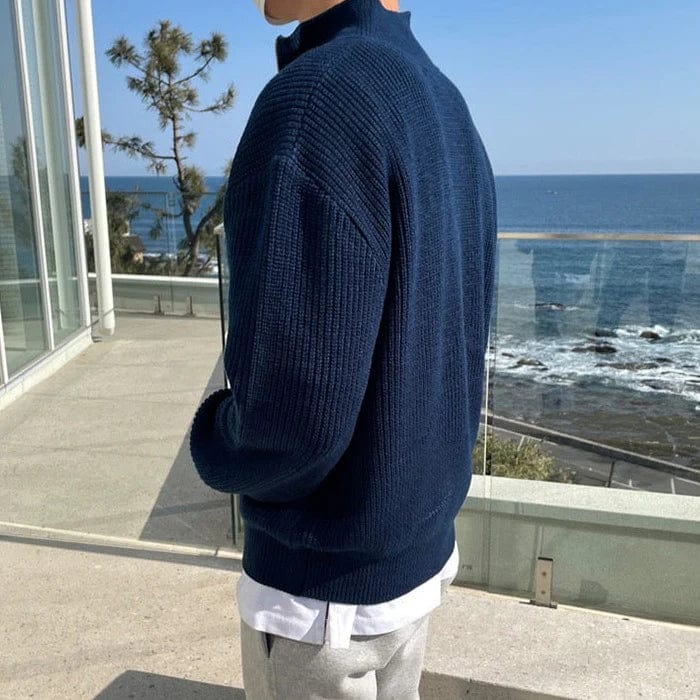 Klassieke Pullover met Plissé-Textuur voor Mannen-mezamstore.nl
