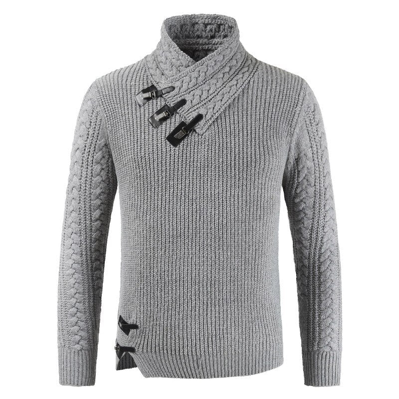 Heren trui met hoge kraag en unieke sluiting – Regular Fit