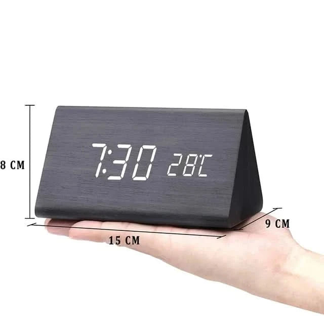 Digitale Houten LED Wekker – Modern Design met Temperatuurweergave
