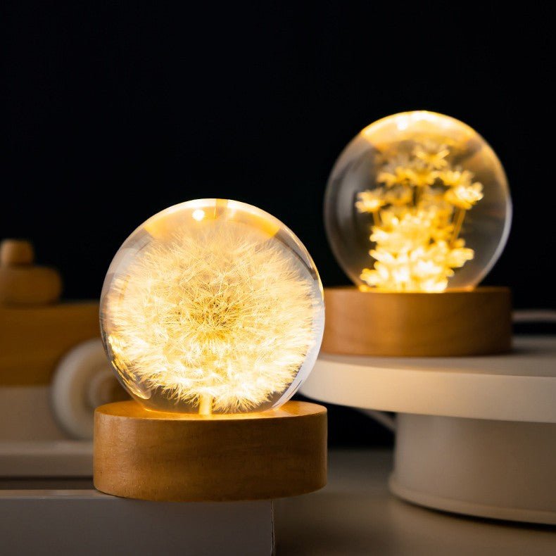 3D Kristallen Bloemenlamp met USB en Hars Design