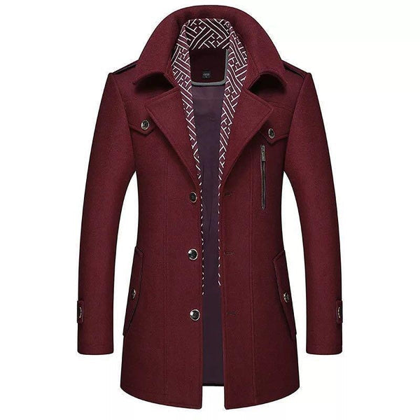Klassieke heren winterjas met afneembare kraag en slim fit