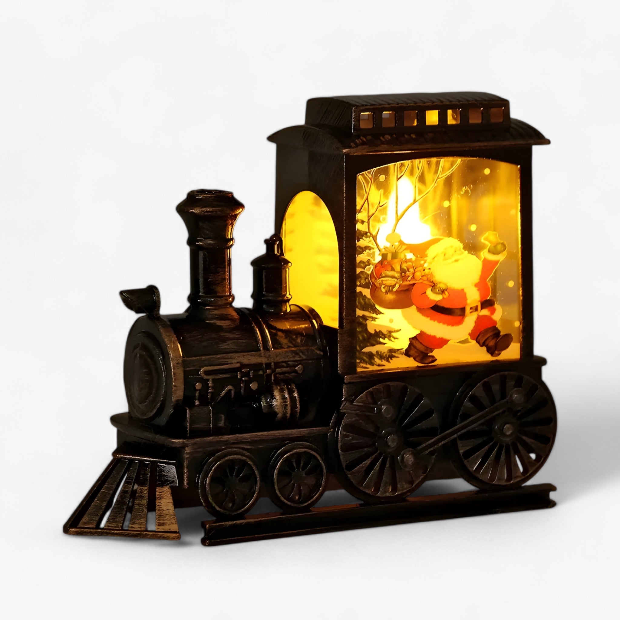 Verlichte Kersttrein Decoratie – Sfeervolle Lamp met Wintertafereel