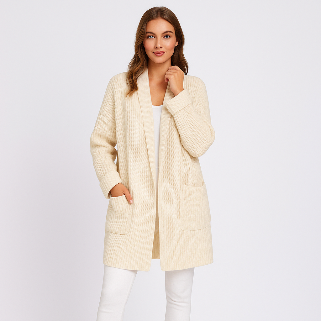 Dames Lange Gebreide Cardigan – Zacht, Comfortabel & Stijlvol