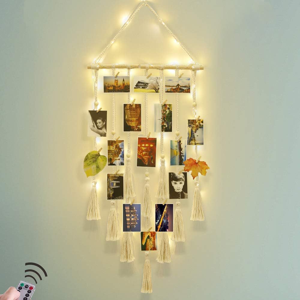 Boho Fotowand met LED-verlichting en Fernbedienung-mezamstore.nl