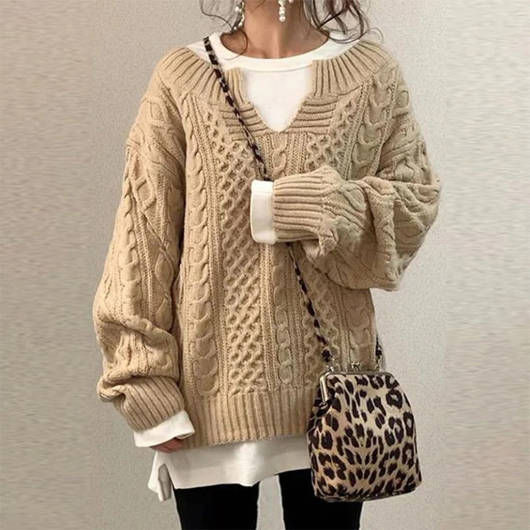 Oversized Gebreide Trui met Ronde Hals