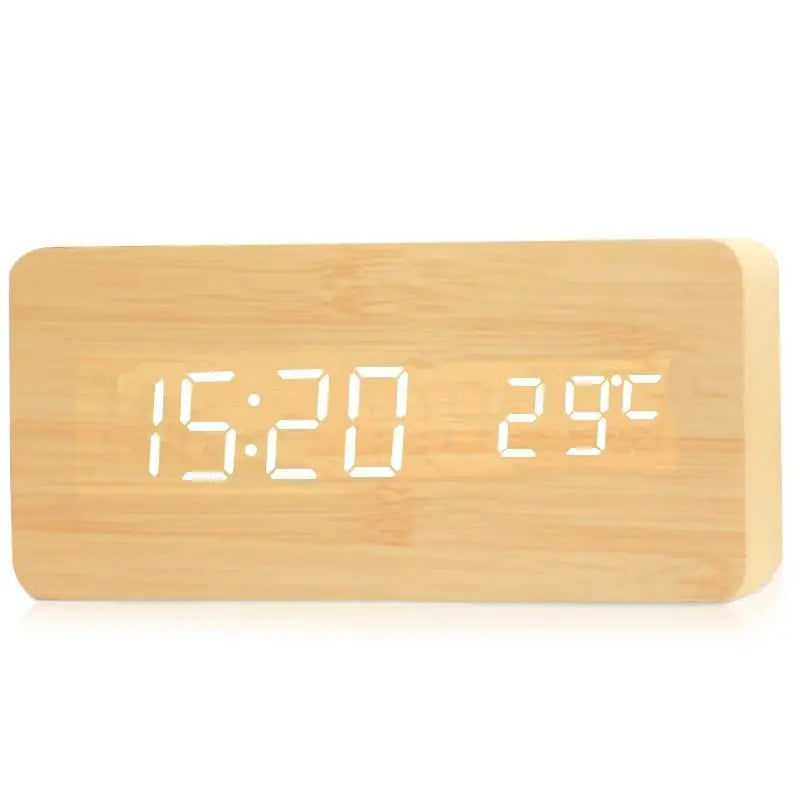 Digitale Houten LED Klok – Tijd, Datum & Temperatuur Weergave