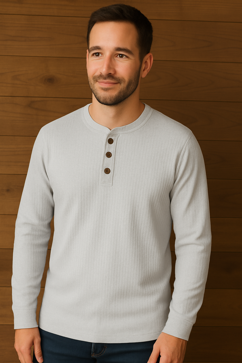 Heren Henley Longsleeve – Comfortabele Casual Top met Knoopjes