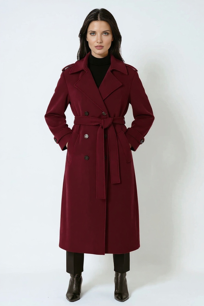 Dames Trenchcoat – Elegante Lange Jas met Ceintuur en Klassieke Snit