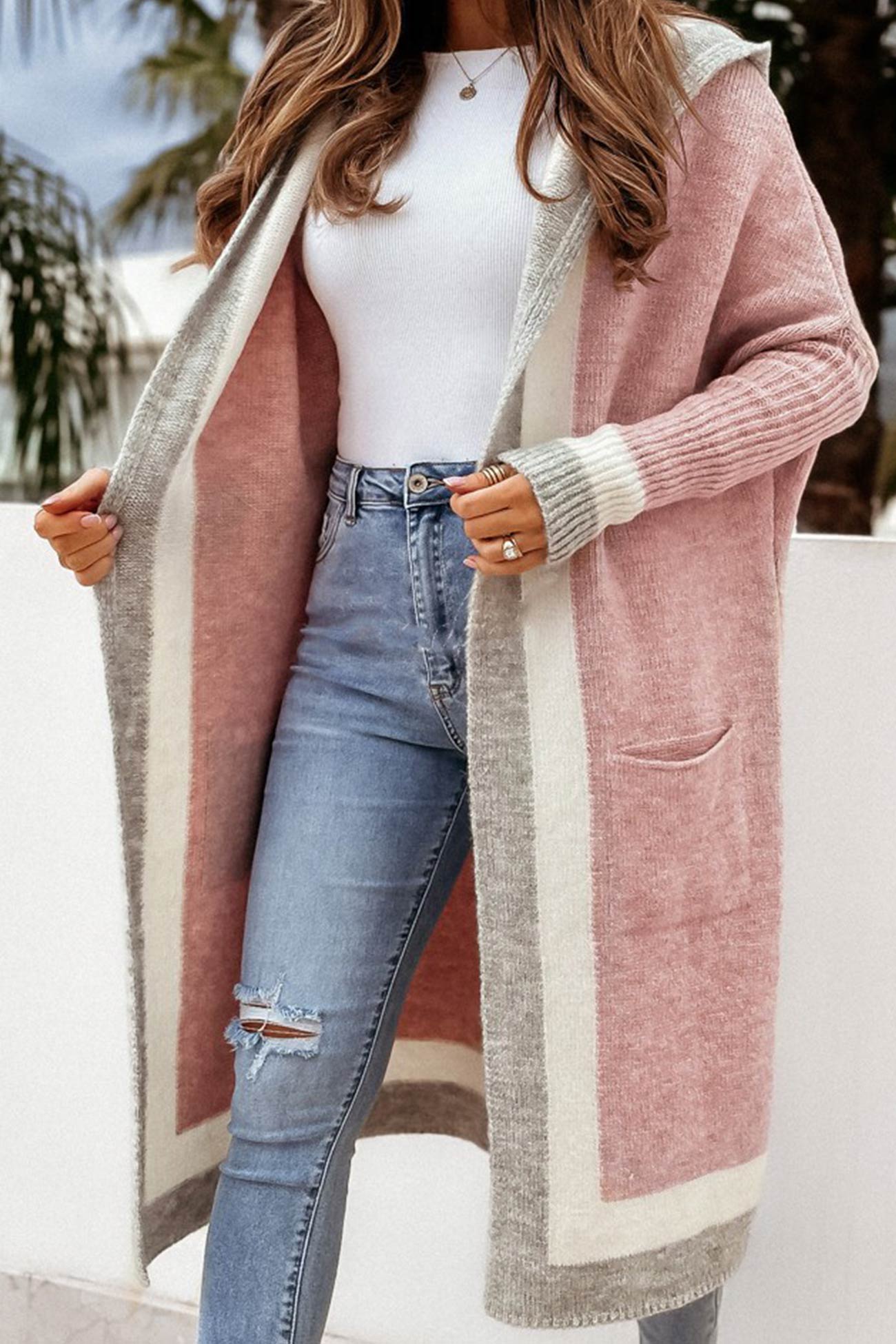Hoodie Cardigan met Contrastdesign voor de Herfst-mezamstore.nl