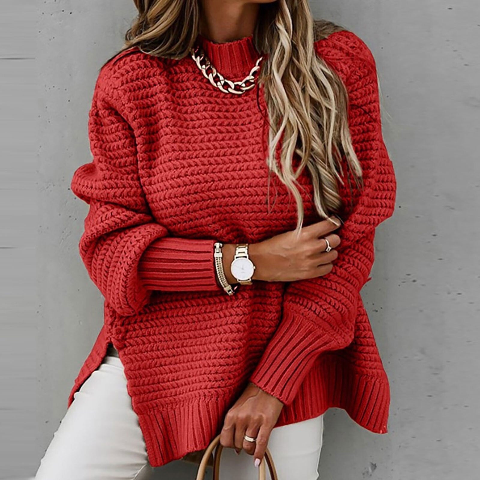 Gebreide oversized dames coltrui - zacht en warm