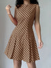 Mouwloze A-lijn Jurk met Vintage Ruitprint