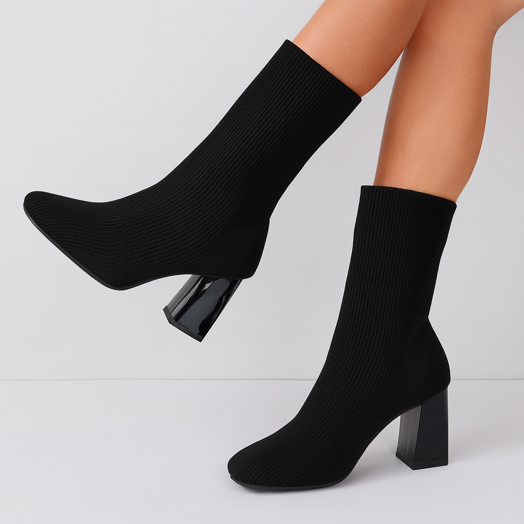 Stretch Enkellaarsjes met Hak – Elegante Dameslaarzen met Moderne Pasvorm