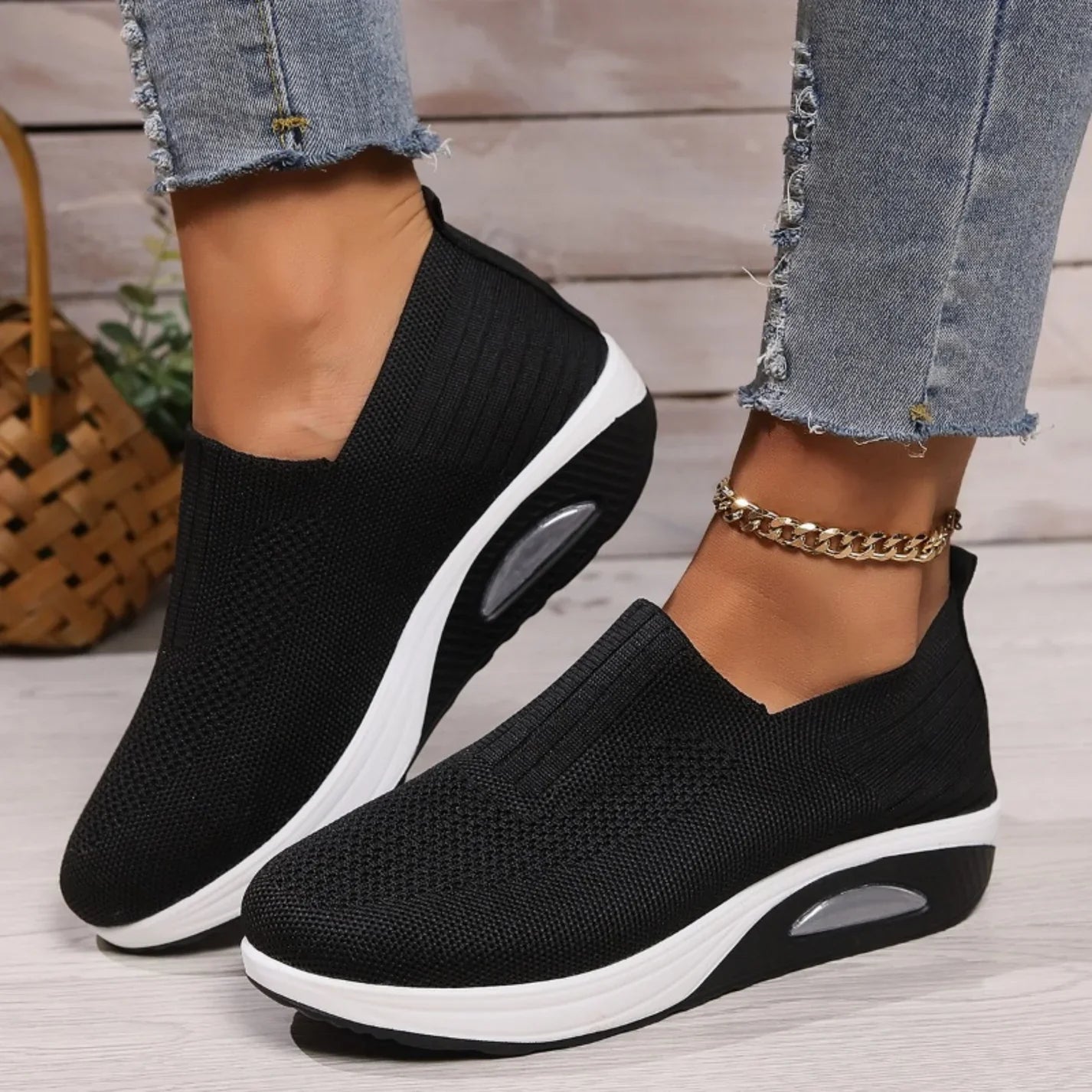 Sneakers Dames Slip On Wedgezool Comfortabele Instappers
