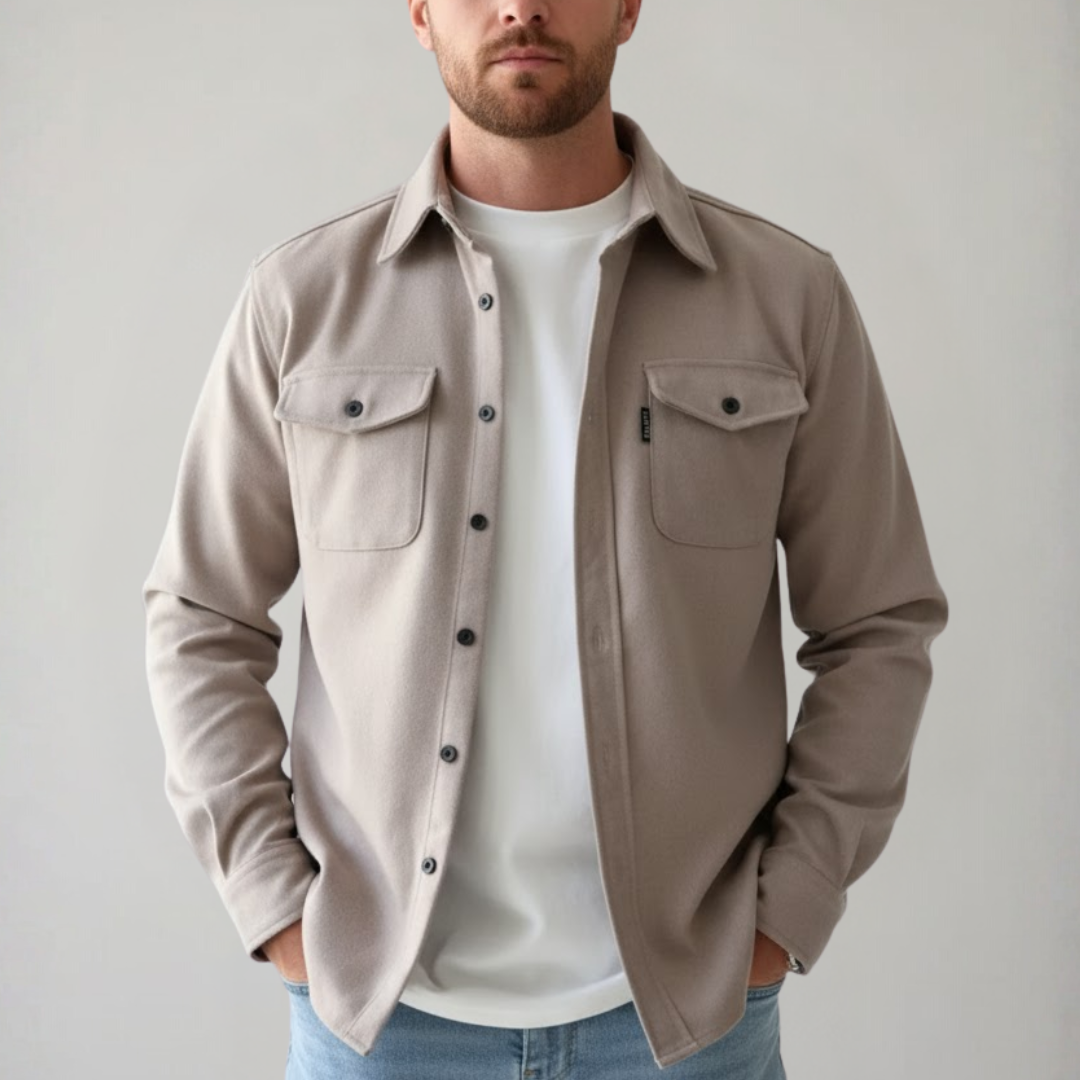 Heren Overshirt Casual met Borstzakken en Knoopsluiting