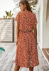 Zomerse midi-jurk met frisse print en korte mouwen