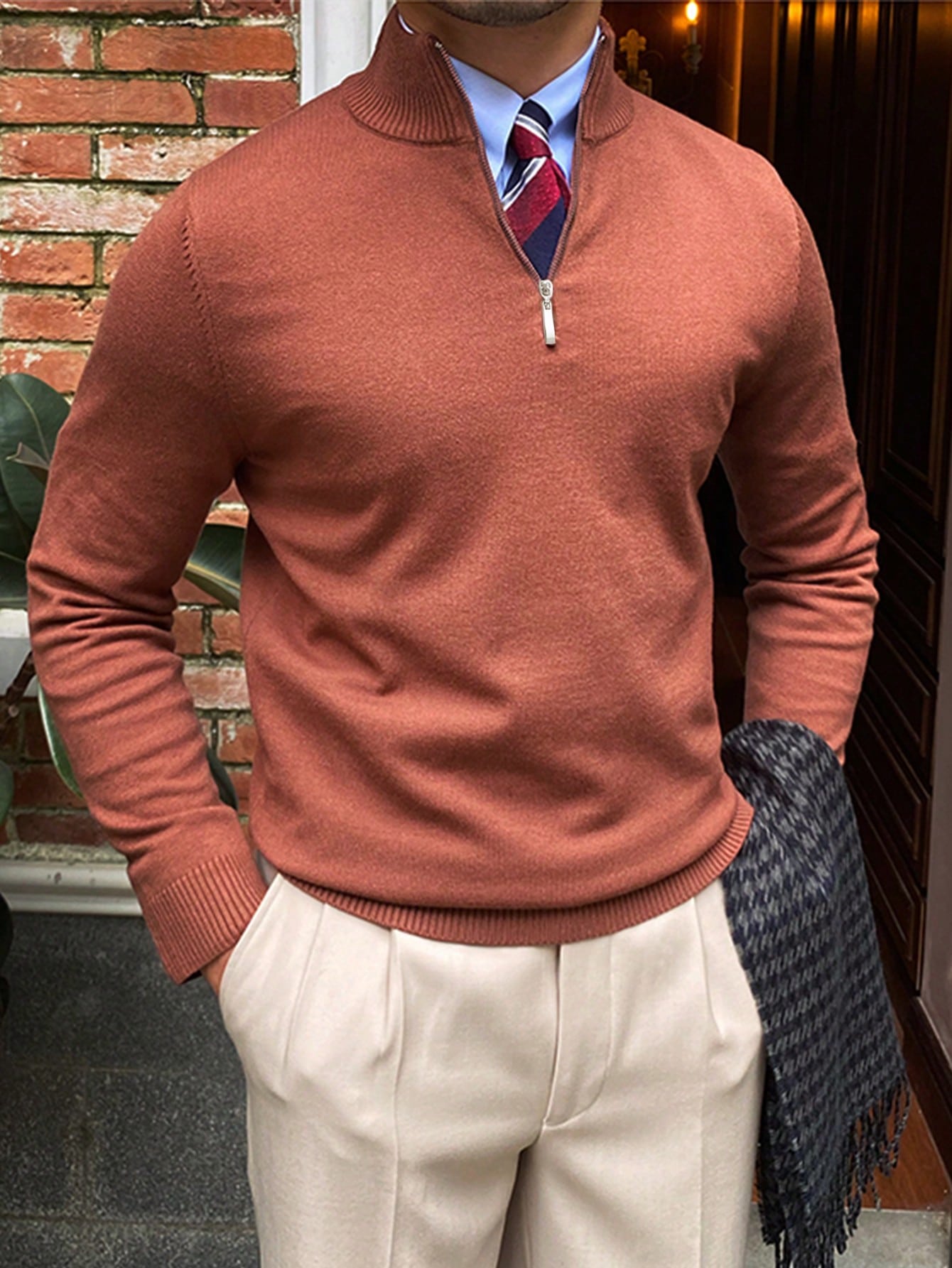 Heren Halve Rits Trui – Klassieke Gebreide Sweater voor Winter